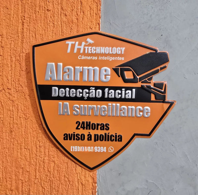 Placa De Aviso Vigilância 24horas Em Alumínio Th_technology