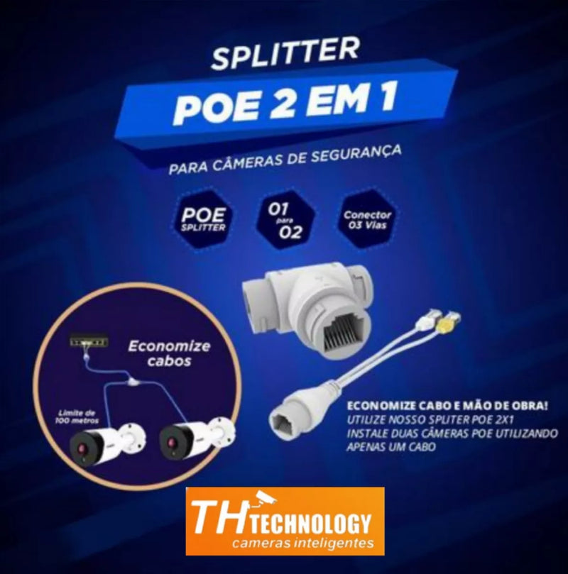 Splitter 2em 1 Para Câmeras De Segurança Extender Poedados