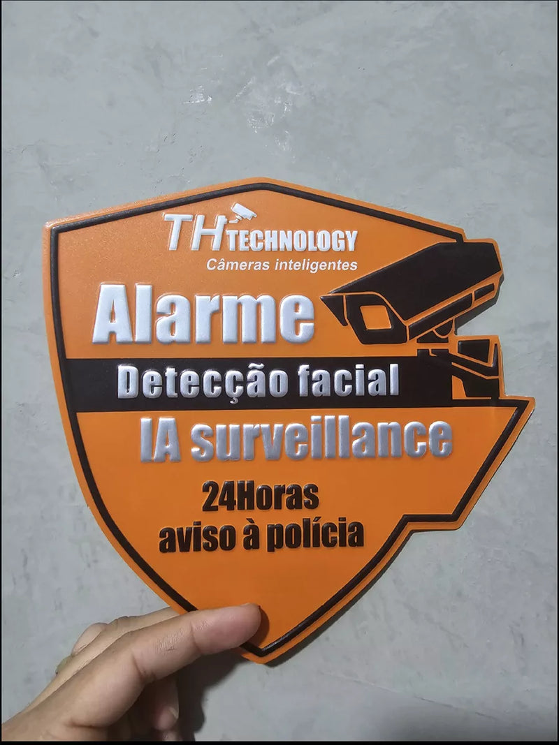 Placa De Aviso Vigilância 24horas Em Alumínio Th_technology