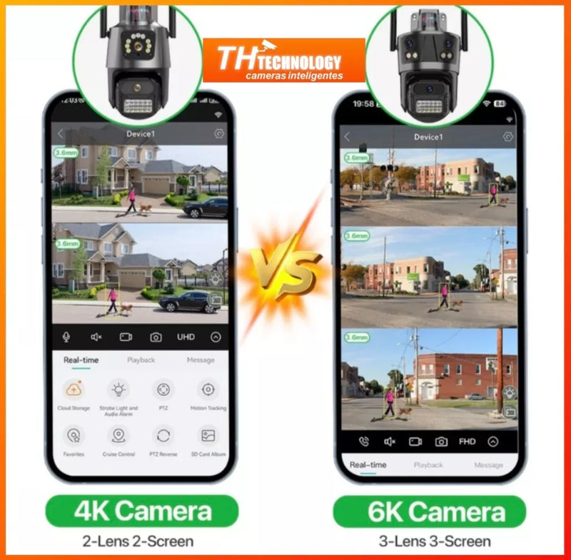 Câmera Ip Tripla Lente Panorâmica 6k Auto-tracking Wi-fi Ptz