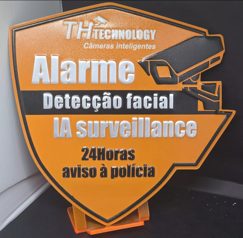 Placa De Aviso Vigilância 24horas Em Alumínio Th_technology