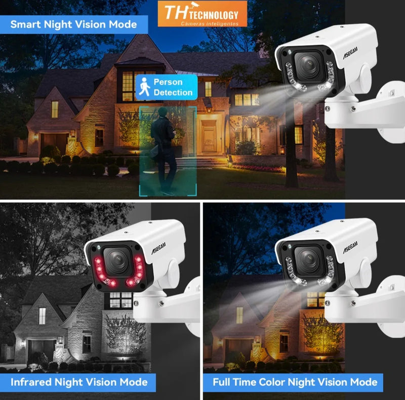 Câmera De Segurança Ip Profissional Asecam 4k 8mp Motorizada Ptz 30x Com Sensor Sony