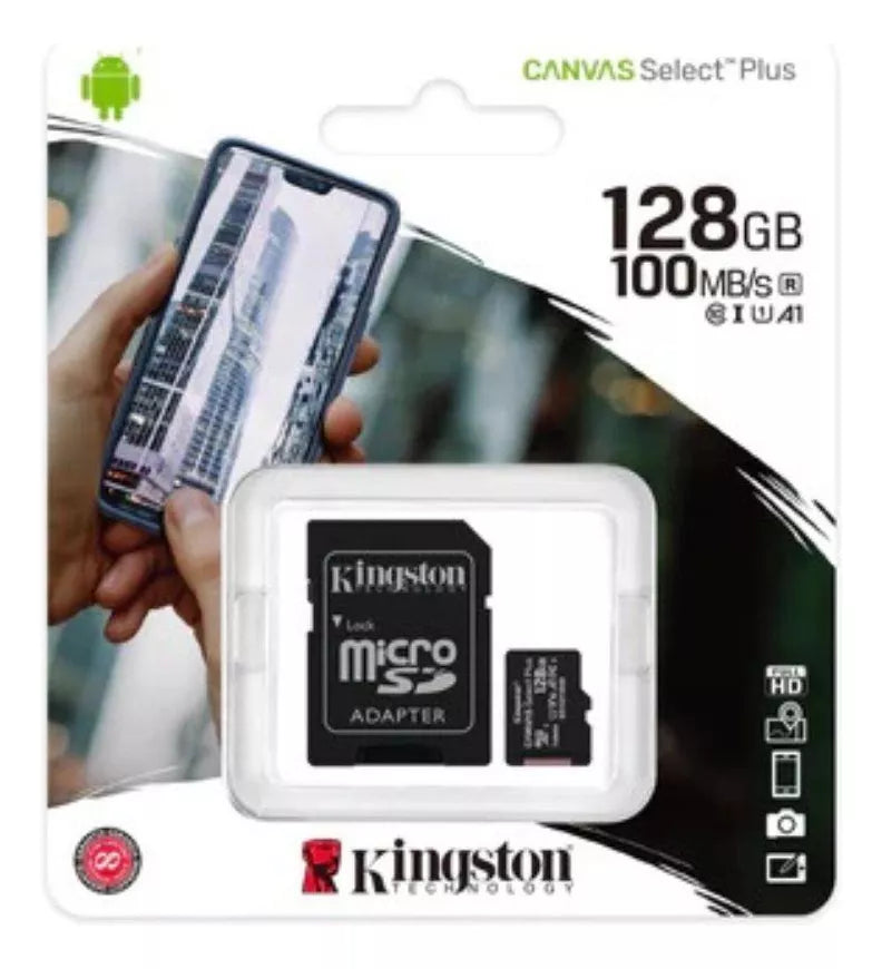 Cartão de memória Kingston Canvas SDCS2/128GB Canvas Select com adaptador SD 128GB