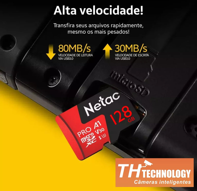 Cartão De Memória Netac Profissional Videos 4k V30 128gigas