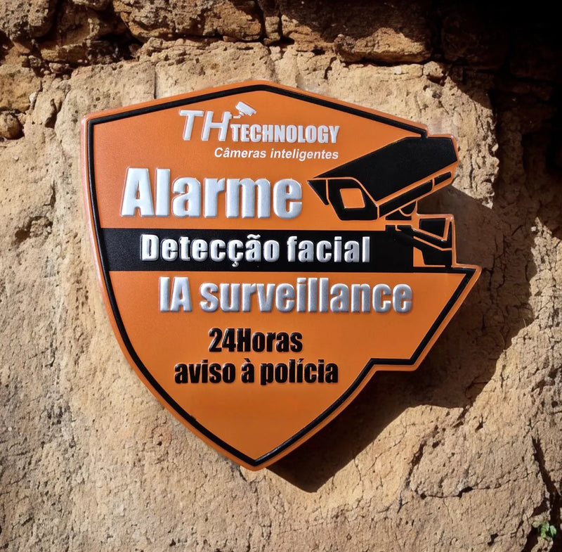 Placa De Aviso Vigilância 24horas Em Alumínio Th_technology