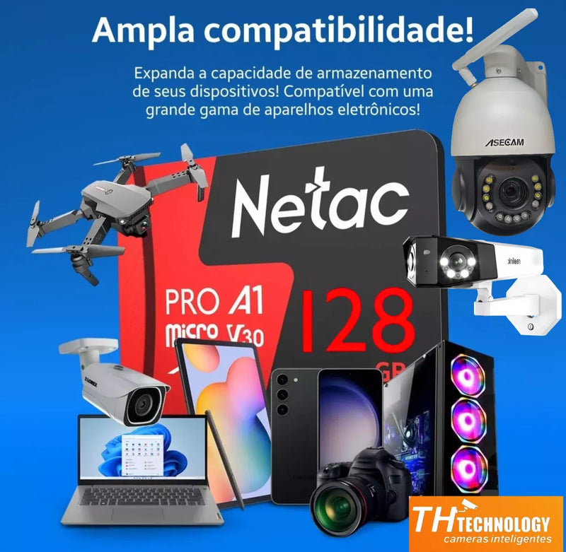 Cartão De Memória Netac Profissional Videos 4k V30 128gigas